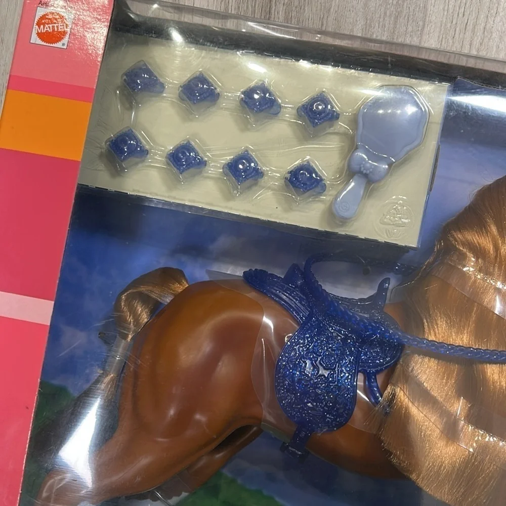Vintage Y2K NIB Barbie Sparkle Beauties Blue Diamond Horse w/Sparkling Barrettes